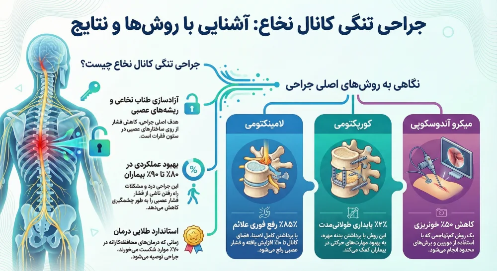 اینفوگرافیک انواع جراحی تنگی کانال نخاع
